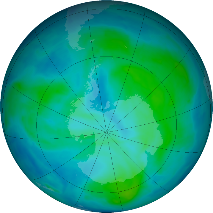 Antarctic ozone map for 12 February 2014